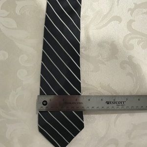 Express Mens Tie Dark Gray & White/Silver Striped